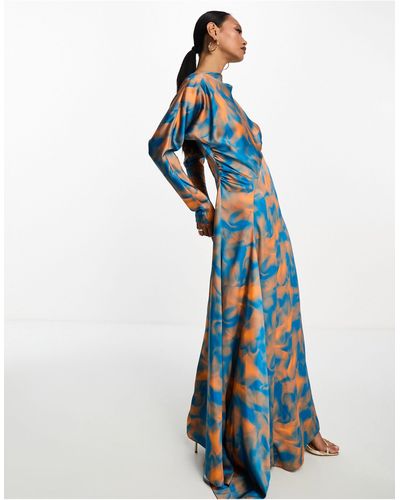 DASKA Printed Maxi Dress - Blue