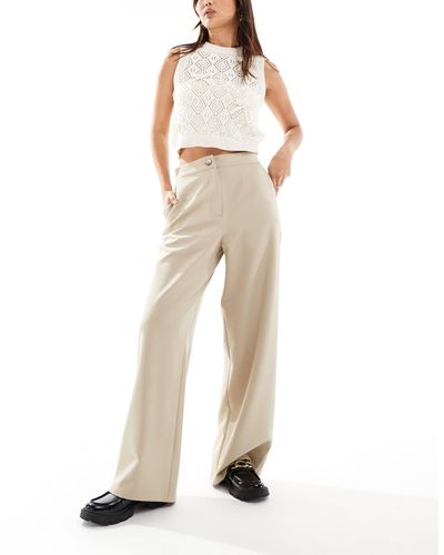 ASOS Relaxed Tailored Pull On Trousers - Natural