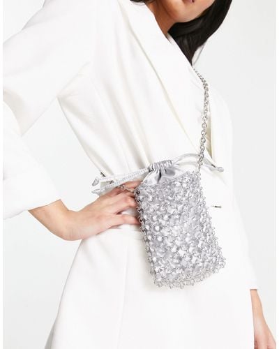 ASOS Beaded Crossbody Bag With Pouch - White