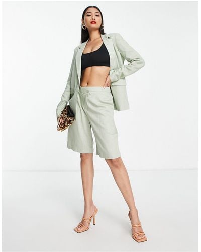 Vero Moda Linen Tailored City Shorts Co-ord - Green