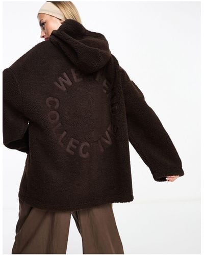 ASOS Asos design – weekend collective – oversize-kapuzenpullover aus teddyfell - Schwarz