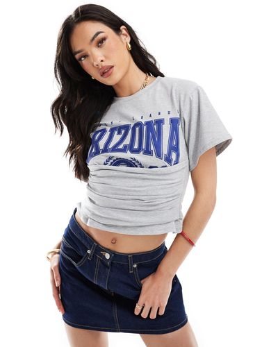ASOS Fitted T-shirt With Waistband Detail With Arizona Graphic - Blue