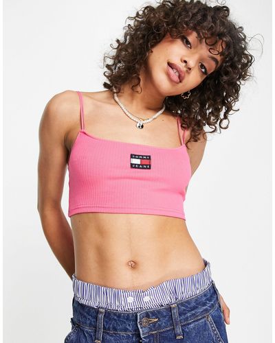 Tommy Hilfiger Logo Cropped Rib Cami Top - Pink