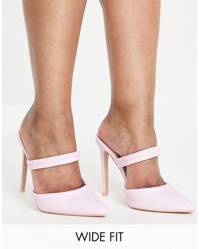 Raid Wide Fit Britta Mule Heeled Shoes - Pink