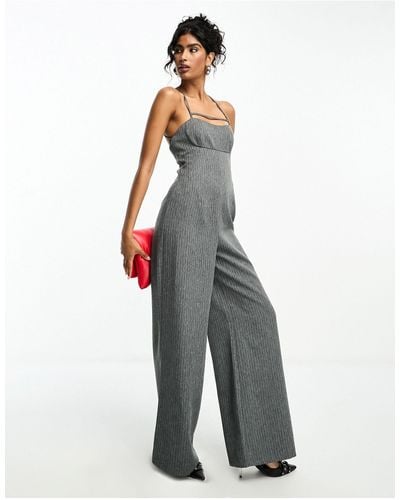 ASOS Tailored Strappy Jumpsuit - Grey