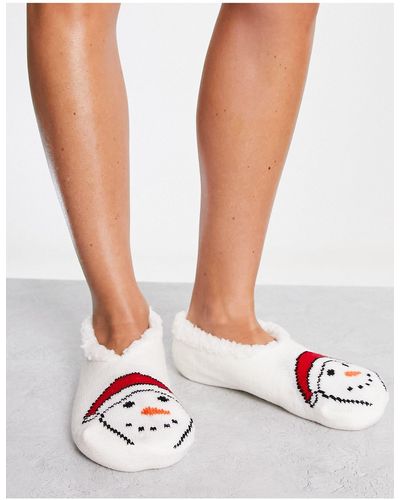 Brave Soul Snowman Christmas Slipper Socks - White