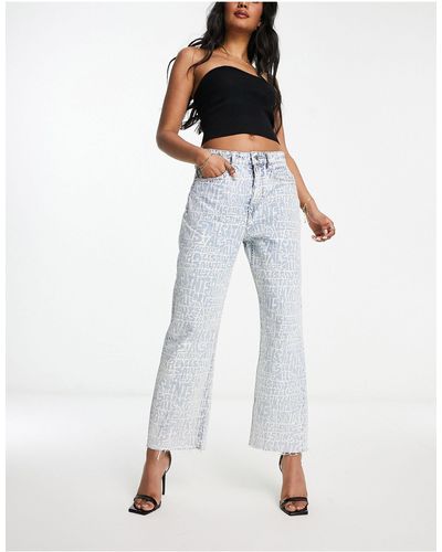 AllSaints Zoey - jeans dritti con stampa del logo - Bianco