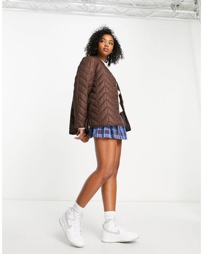 Pieces Chevron Quilted Jacket - White