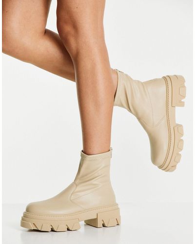 TOPSHOP Kendall Chunky Sock Boot - Natural