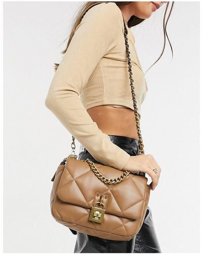 Steve Madden Terra Quilted Cross Body Bag With Chain - Natural