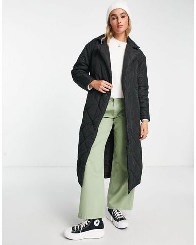 New Look Quilted Belted Trench Coat - Green