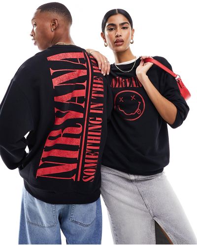 ASOS Unisex Oversized License Sweatshirt With Nirvana Graphics - Red