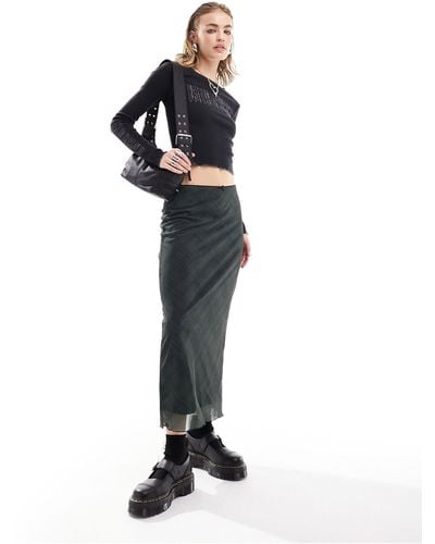Minga London Bow Detail Slinky 90s Midi Skirt - Black
