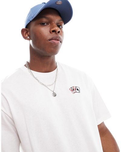 Jack & Jones Oversized T-shirt With Poker Front Chest Embroidery - White