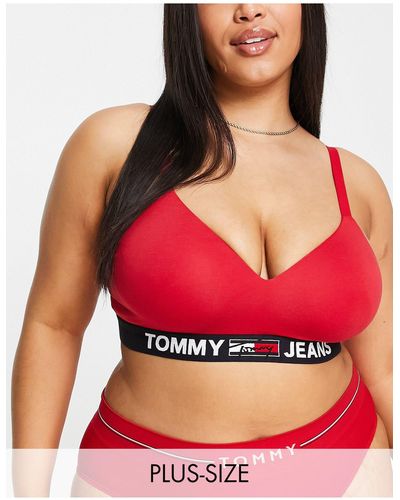 Tommy Hilfiger Tommy jeans plus - brassière rossa sfoderata - Rosso