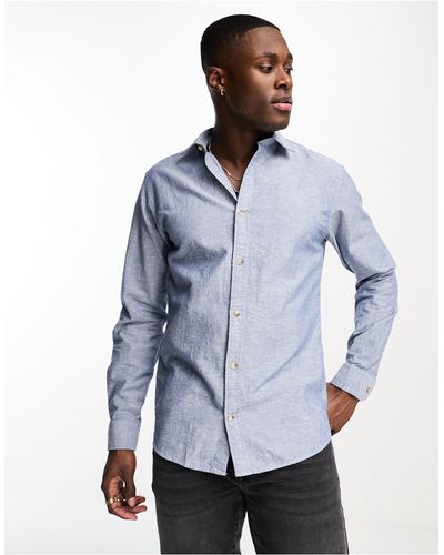 Jack & Jones Essentials Linen Shirt - Blue