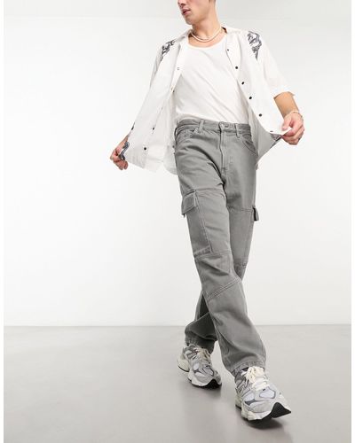 Bershka – cargo-jeans aus denim - Grau