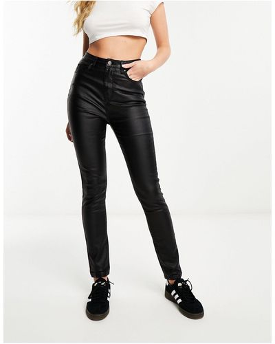 In The Style Exclusive Coated High Waisted Skinny Jeans - Black
