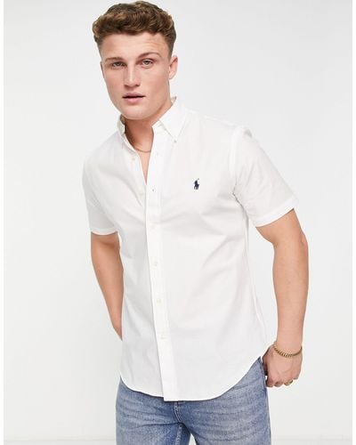 Polo Ralph Lauren Icon Logo Short Sleeve Poplin Shirt Custom Regular Fit - White