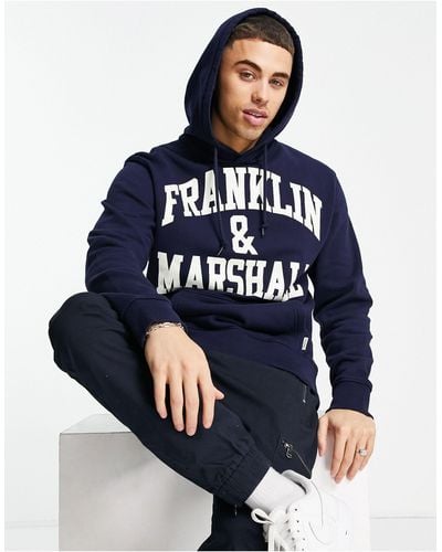 Franklin & Marshall Logo Hoodie - Blue