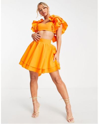 ASOS Cotton Swing Mini Skirt - Orange