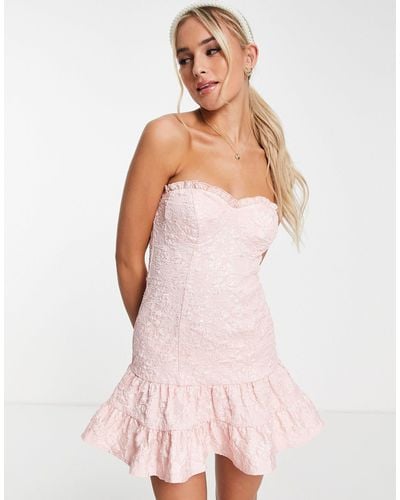 Miss Selfridge Prom Jacquard Bustier Mini Dress - Pink