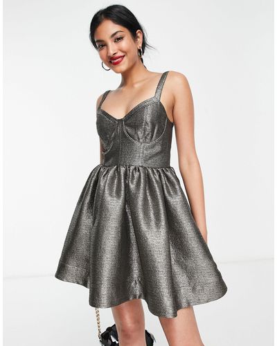 AllSaints Aimsie - vestito corto color metallizzato - Grigio