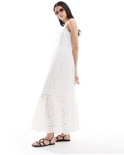 Y.A.S Broderie Maxi Cami Dress - White