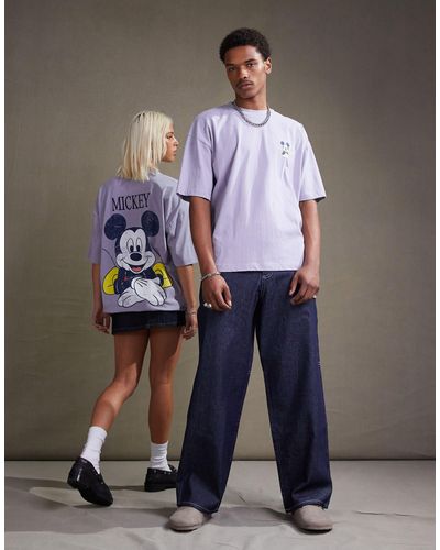ASOS Disney Unisex Oversized T-shirt With Mickey Mouse Prints - Blue