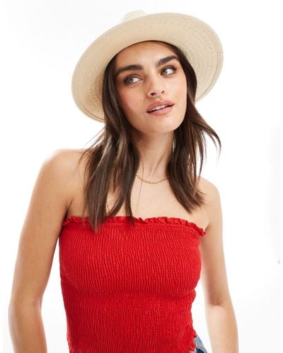 Mango Straw Hat With Black Band - Red