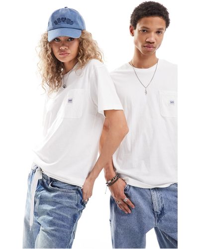 Lee Jeans T-shirt unisexe décontracté style workwear avec poche à étiquette - écru - Blanc