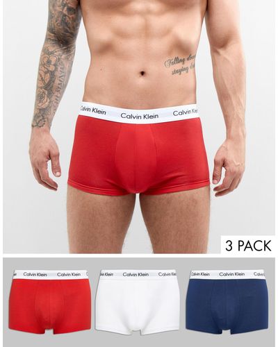 Calvin Klein Low Rise Trunks 3 Pack - Red
