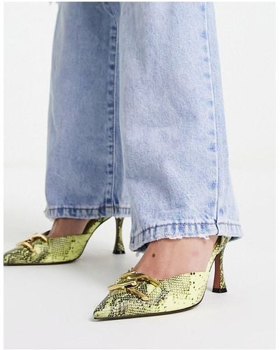 ASOS Sommers Chain Detail Mid Heeled Shoes - Blue