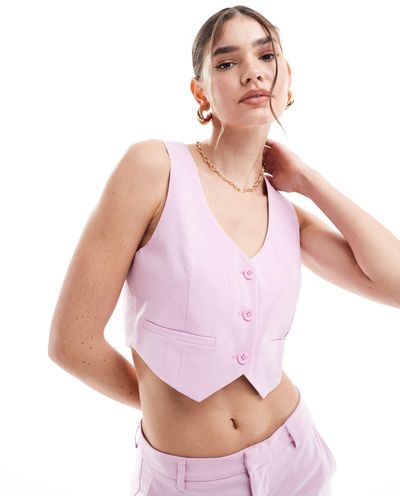 ONLY Cropped Waistcoat Co-ord - Pink