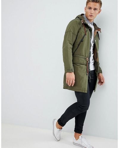 Abercrombie & Fitch Lightweight Hooded Parka In Khaki - Green