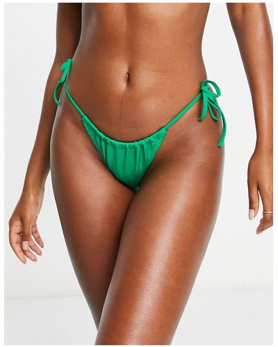 Monki Slip bikini con laccetti laterali acceso - mgreen - Verde