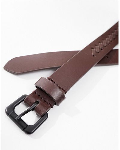 ASOS Leather Belt With Woven Detail - Blue