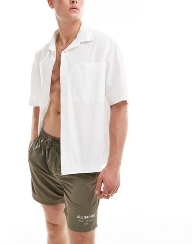 Pull&Bear Boxy Fit Revere Neck Shirt - White