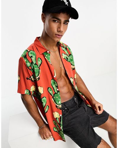 ASOS Overhemd Met Cactusprint - Rood