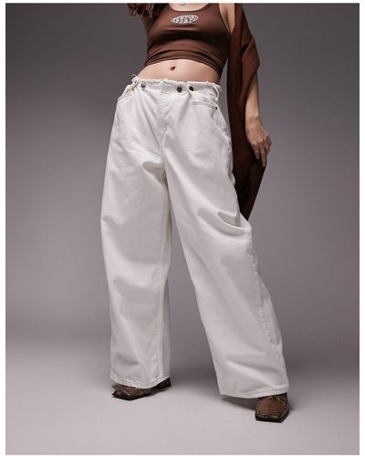 TOPSHOP Jeans bianchi con vita regolabile - Marrone