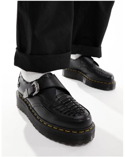 Dr. Martens Zapatos creepers s estilo monk con suela quad - Negro