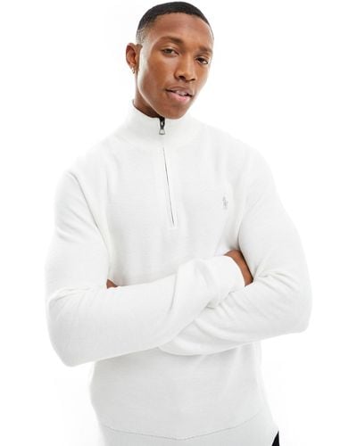 Polo Ralph Lauren Jersey blanco con media cremallera y logo