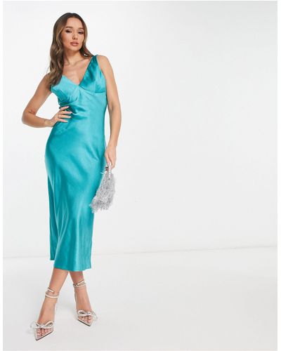 Pretty Lavish Sleeveless Satin Midaxi Dress - Blue