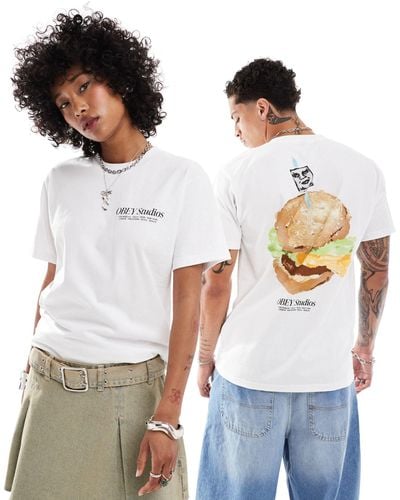 Obey Unisex Hamburger Graphic T-shirt - White
