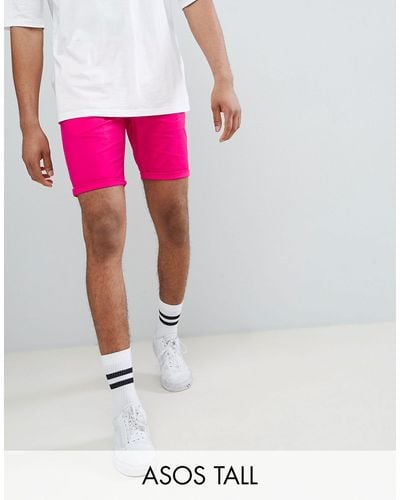 ASOS Tall Skinny Chino Shorts In Bright Pink