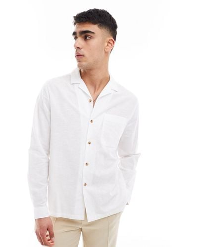 Bershka Boxy Fit Long Sleeve Shirt - White