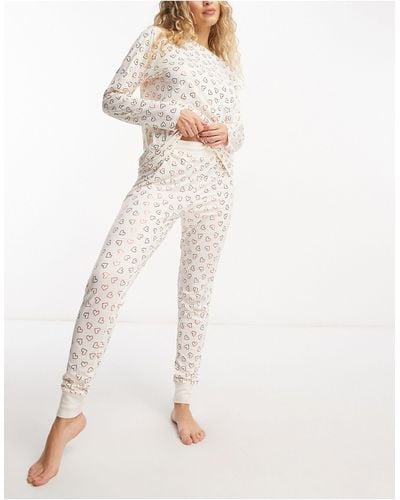 Chelsea Peers Foil Hearts Long Pajama Set - White