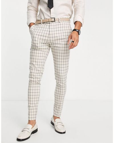 ASOS Mix and match - pantaloni da abito super skinny color pietra a quadretti - Neutro