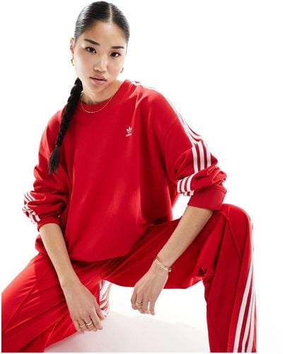 adidas Originals – es sweatshirt mit drei streifen - Rot