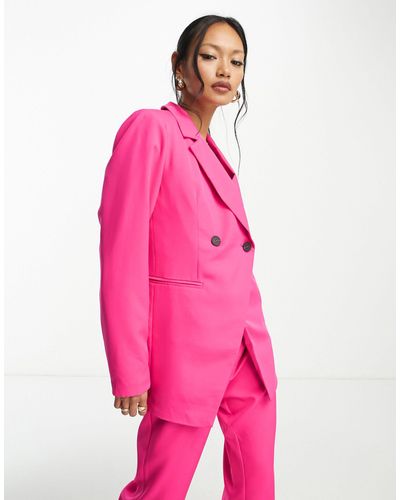 Vila Tailored Asymmetric Suit Blazer - Pink